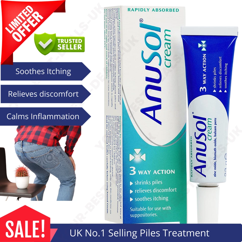 Anal itching, Hemorrhoids, Piles Treatment 3 Way Action - Anusol Cream 23g / 43g