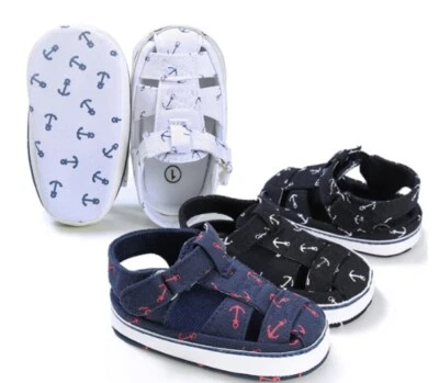 Baby Boy fabric Sandals Chambray cloth shoes Soft Sole Baby Shoes Toddler Sandal - Image 1 of 4