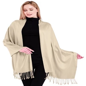 CJ Apparel Champagne Solid Color Shawl Seconds Scarf Stole Wrap Pashmina **NEW** - Picture 1 of 12