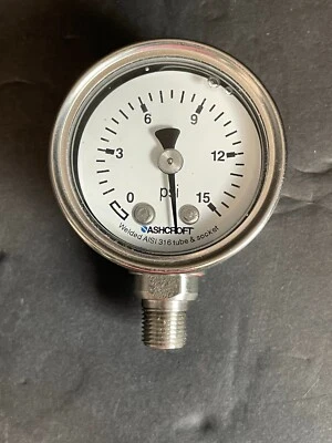 Ashcroft Industrial Pressure Gauge 15 psi 45 mm Display - Image 1 of 4