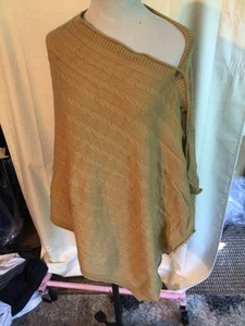 Vince Womens 100% Cashmere Cable Knit Poncho Shawl Cape Yellow One Size - Picture 1 of 2