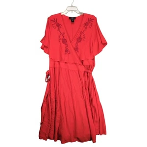 Maxi Vestido Envolvente Floral Bordado Terciopelo Medianoche, Para Mujer 22W Manga Acampanada - Imagen 1 de 6