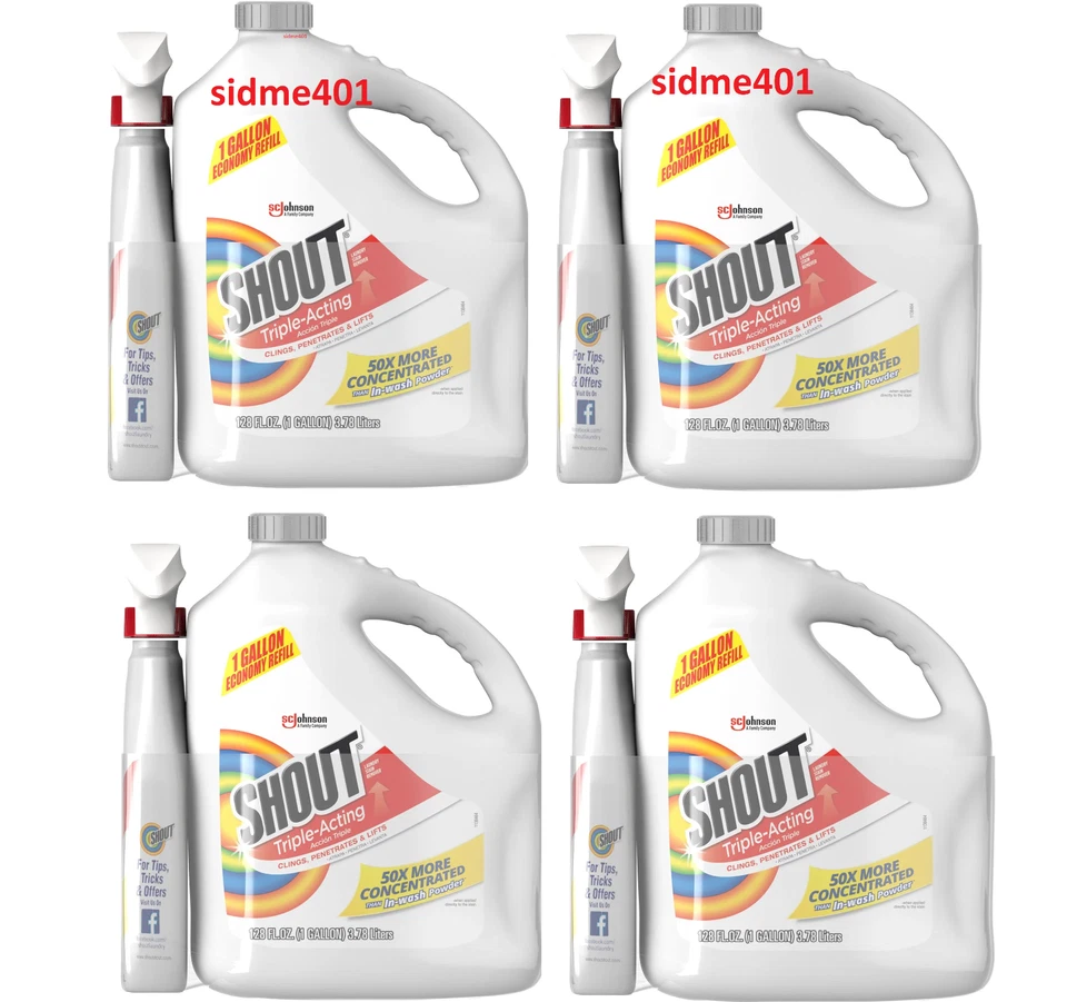 Shout Triple Acting Laundry Stain Remover Spray 22oz With Gallon Refill 128oz