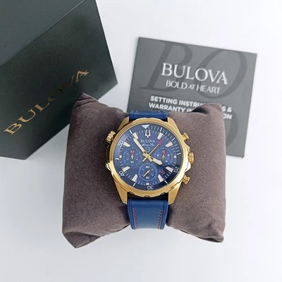 Bulova Marine Star Blue Dial 97B168 Rubber Men's Chronograph Quartz Watch 43mm - Image 1 of 4