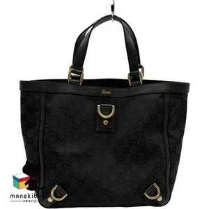 GUCCI Black 130739 213317 Abbey Tote Bag Handtasche GG Canvas Tasche Schwarz Rank A Wome - Bild 1 von 12