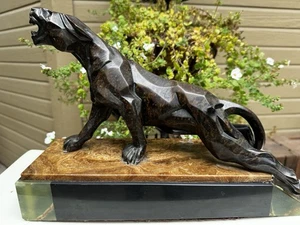 A. Notari 1930 cubista francese art deco pantera growling scultura bronzo RARA - Foto 1 di 17