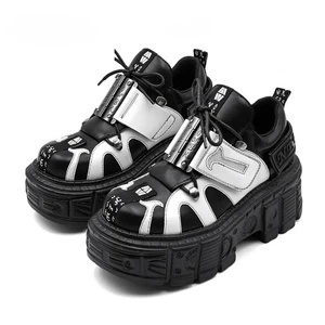 Zapatos de mujer estilo punk 6 cm plataforma gótico tobillo rock botas decoración de metal zapatillas - Imagen 1 de 21