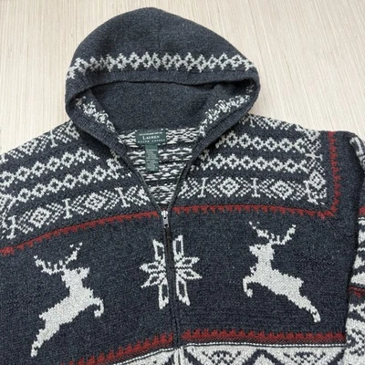 Size 2XL Ralph Lauren Lambswool Silk Hand Knit Sweater Fair Isle Nordic Reindeer - Image 1 of 4