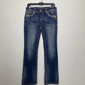 Grace in LA Jeans Womens Sz 28x34 Bootcut Distressed Bling Pocket Stretch Y2K - Picture 1 of 11