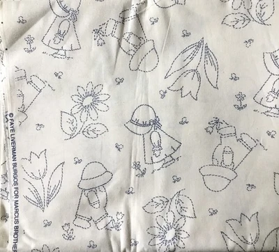 SUNBONNET SUE SAM Bluework Quilt Fabric - Faye Liverman Burgos for Marcus 1 yd - Image 1 of 3