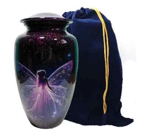 Pink Angel Design Urn For Human Ashes Adult Cremation Urns With Velvet Bag - Picture 1 of 4
