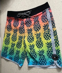 Rip Curl Mirage Board Shorts Mens 30 Pineapple Swim Trunks Surf Drawstring - Picture 1 of 3