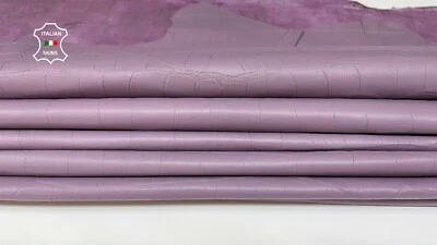 MAUVE LAVENDER CROCODILE EMBOSSED soft Lambskin leather 2 skins 18sqf 0.5mm #B25 - Image 1 of 4