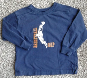 Boy 4 (XS)  Shirt Long Sleeve Solid Blue Basketball GAP Kids Novelty - Picture 1 of 3