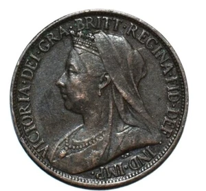 1898 Queen Victoria Brit Farthing Coin EF to AU Filled Intials, Date Error - Picture 1 of 17