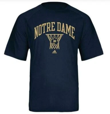Adidas Men's Notre Dame Courtside Climalite Tee Navy Blue M L XL - Image 1 of 3