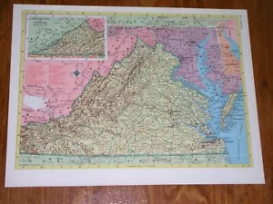 1953 VINTAGE MAP OF VIRGINIA / VERSO VERMONT - Picture 1 of 6