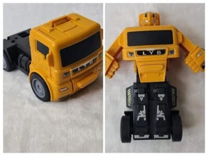 Turbo Wheels Yellow Orange Truck Transforming Robot Friction Powered Toy - Picture 1 of 12