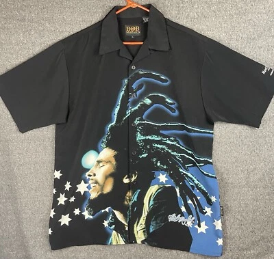 VTG Bob Marley Dragonfly Shirt Mens L Hard Rock Cafe Logo Short Sleeve Button Up - Image 1 of 4