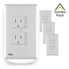 SnapPower Combo Pack (1 SafeLight, 3 SafePlate) - Outlet Wall Plate With Led Nig