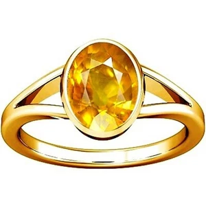 Divya Shakti 9.25-9.50 Carat Yellow Sapphire Pukhraj Gemstone Alloy Ring - Picture 1 of 4