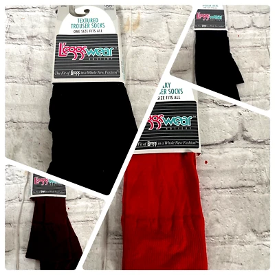 4 Pares Leggings Usar Pantalones Texturizados Calcetines Negro Azul Marino Rojo Arándano Nuevos con Etiquetas Foto 1 de 4