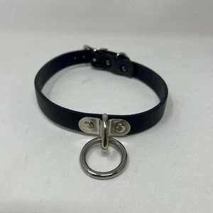 Vintage Echt Leder Bondage Choker Halskette mit Silberbeschlägen - Bild 1 von 4