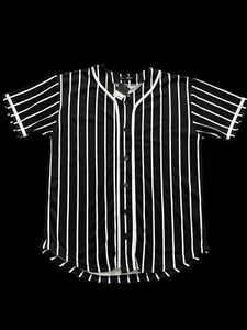 WEIV Essential Short Sleeve Baseball Jersey Black And White Striped Size Small - Picture 1 of 6