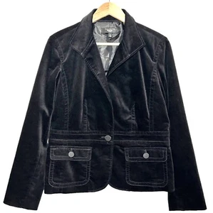TALBOTS Velvet Blazer SIZE 14P Petites Black Lined Jacket One Button Pockets - Picture 1 of 10