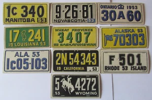 TEN (10) 1953 Topps License Plate Cards GREAT CONDITION FRONT & BACK $10 - Picture 1 of 2