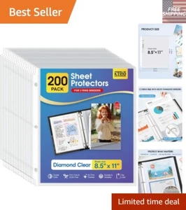 200 Clear Top Loading Document Protectors - 8.5 x 11 Size for Maximum Visibility - Picture 1 of 9