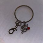 Silver Tone Dragon with Red Stone Keychain Bag Charm