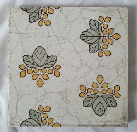 arts and crafts ANTIQUE 19TH CENTURY TILE, 6 INCHES SQUARE Cover