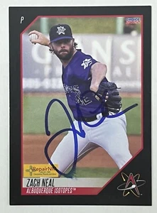 ZACH NEAL Signed 2022 Choice Albuquerque Isotopes Baseball Card ROCKIES A’s AUTO - Picture 1 of 2