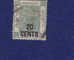 Hong Kong Stamp, QV 1891, 20/30C surcharged, greyish green - Picture 1 of 2