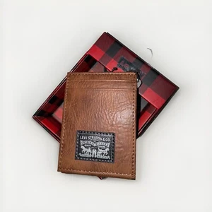 NEW Levi’s Men's Front Pocket Wallet Magnetic Money Clip RFID Block Tan - Picture 1 of 7