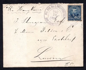 US PHILIPPINES UK 1898 U.S. 5¢ POSTAGE CANCELED MILITARY STATION #1 - Picture 1 of 4