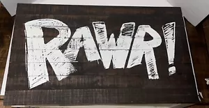 Wood Hanging Sign RAWR - Picture 1 of 2