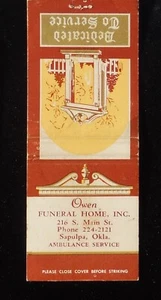 1960s Owen Funeral Home Ambulance Service 216 S. Main St. Sapulpa OK Creek Co - Bild 1 von 2