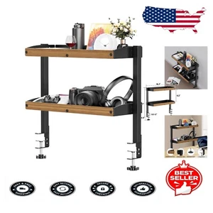 Space-Saving Clamp-On Desk Shelf - 16" Adjustable Storage for Office Supplies - Picture 1 of 9