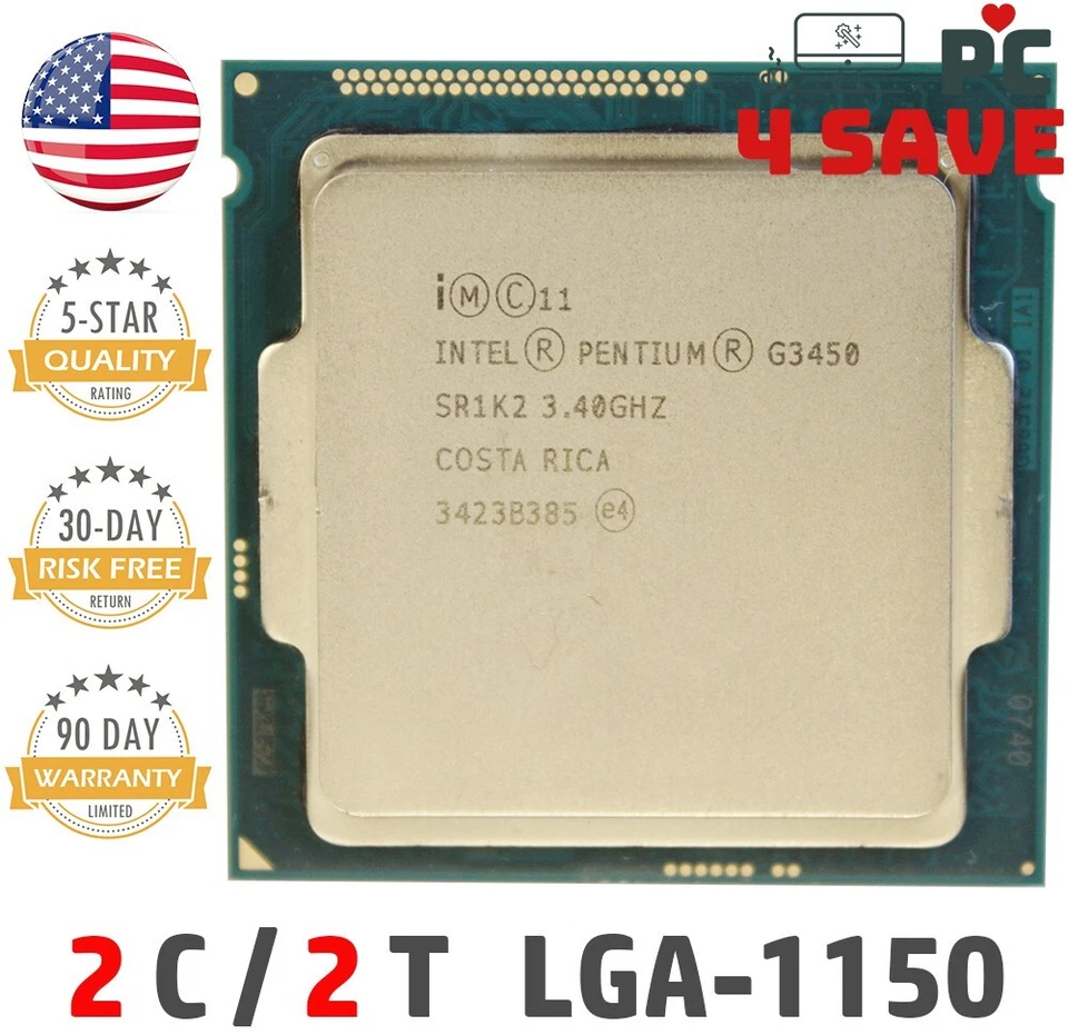 Intel Pentium Dual-Core G3450 3.40GHz LGA1150 3MB Desktop CPU Processor SR1K2 - Image 1 of 1