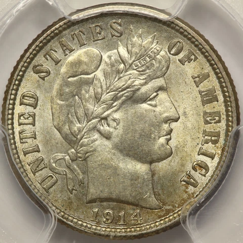 1914 Barber Dime 10C- PCGS MS 63 Cover