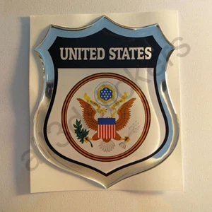 Adesivi Stati Uniti d'America Scudetto USA 3D Emblema Stemma Resinato Vinile - Picture 1 of 3