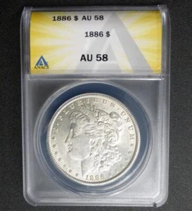 1886 ANACS AU 58 Morgan Silver Dollar Coin, United States of America Silver $1 - Picture 1 of 6