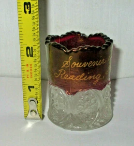 ANTIQUE RUBY RED FLASH CUT TO CLEAR SOUVENIR glass READING PA. - Picture 1 of 1