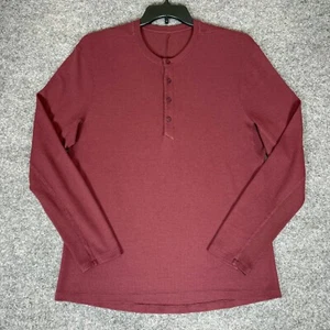 Lululemon Henley Shirt Mens Medium Burgundy Waffle Knit Long Sleeve Casual Top - Picture 1 of 6