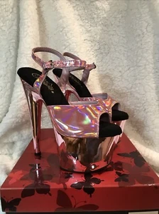 Pleaser ADORE-709HGCH 7 Inch Heel, 2 3/4 Inch Platform Ankle Strap Sandal - Picture 1 of 4