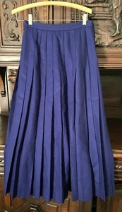 Vintage Neiman Marcus Long Pleated Wool Skirt Gloria Sachs Dark Purple Size 8 - Picture 1 of 10