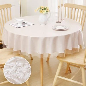 Round Clear Table Cloth 60 Inch Waterproof Wipeable Vinyl Tablecloths Protect... - Picture 1 of 8