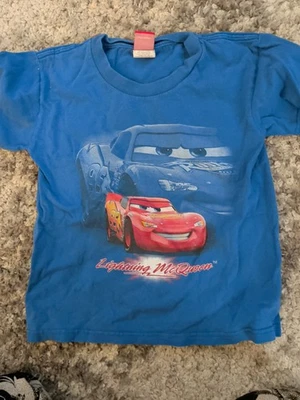Vintage DPixar Cars Lightning McQueen 95 Supercharged Blue T-Shirt Kids Size 4/5 - Image 1 of 3
